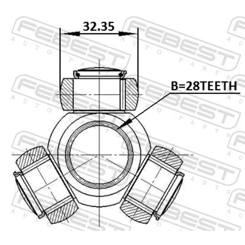 Trojkríž hnacieho hriadeľa 0716-RS415 /FEBEST/ - obr. 1
