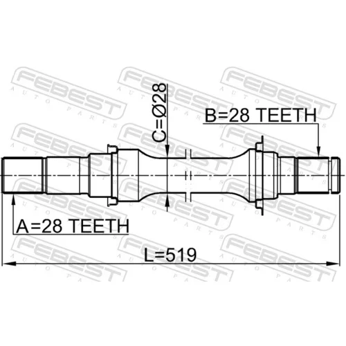 Hnací hriadeľ 2212-CAR /FEBEST/ - obr. 1