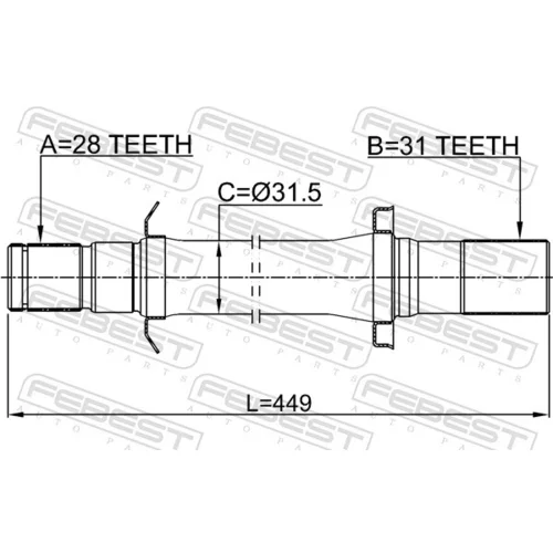 Hnací hriadeľ 2212-MQ4RH /FEBEST/ - obr. 1
