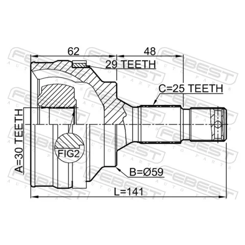 Sada kĺbov hnacieho hriadeľa 6510-002A29 /FEBEST/ - obr. 1