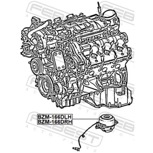 Uloženie motora BZM-166DRH /FEBEST/ - obr. 1