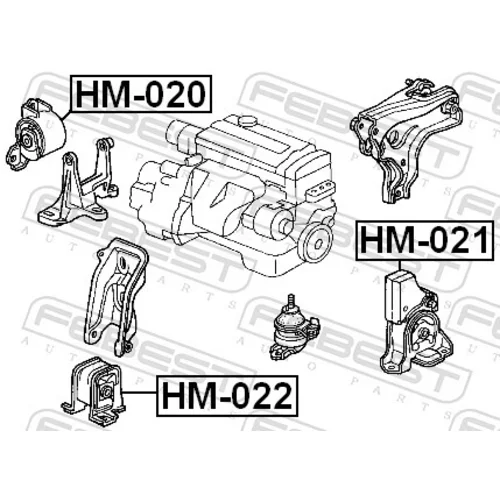 Uloženie motora HM-022 /FEBEST/ - obr. 1