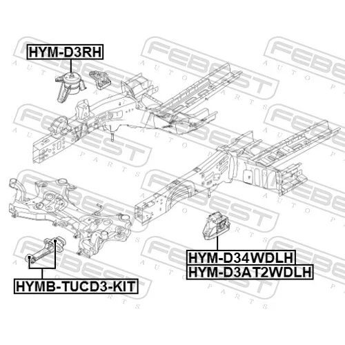 Uloženie motora HYMB-D3R-KIT /FEBEST/ - obr. 1