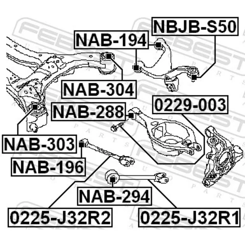 Uloženie tela nápravy NAB-303 /FEBEST/ - obr. 1