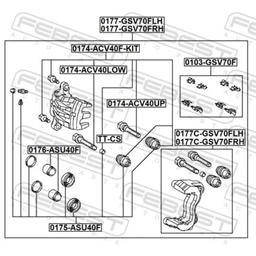 Sada držiakov brzd. strmeňov 0177C-GSV70FLH /FEBEST/ - obr. 1
