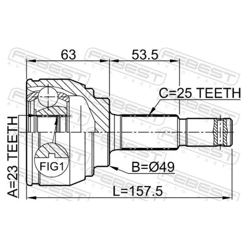Sada kĺbov hnacieho hriadeľa 0210-C11 /FEBEST/ - obr. 1