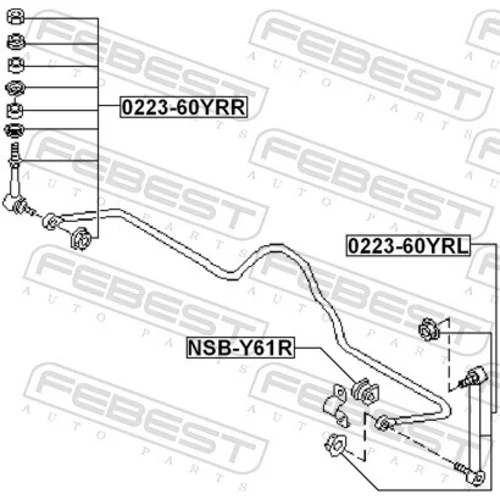 Tyč/Vzpera stabilizátora 0223-60YRR /FEBEST/ - obr. 1