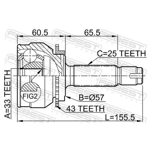 Sada kĺbov hnacieho hriadeľa 0410-044A43 /FEBEST/ - obr. 1