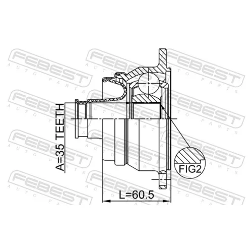 Kĺbový hriadeľ 0711-JB424RSHA /FEBEST/ - obr. 1