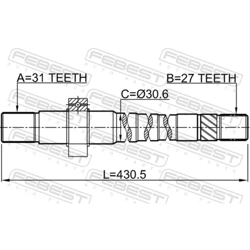 Hnací hriadeľ 2412-DUSTAWD /FEBEST/ - obr. 1