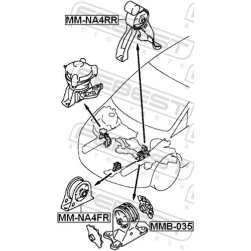 Uloženie motora MMB-035 /FEBEST/ - obr. 1