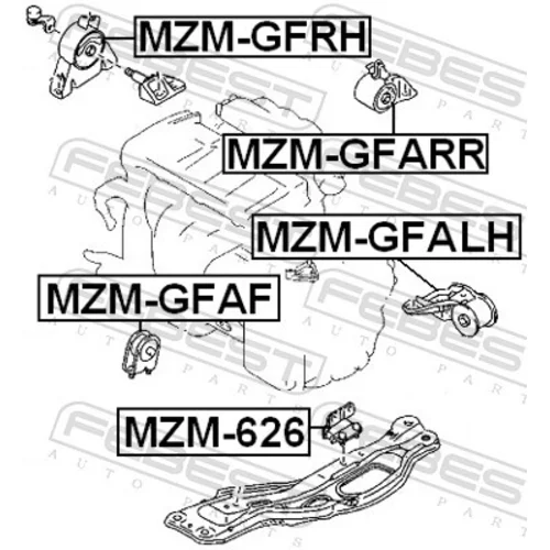 Uloženie motora MZM-GFRH /FEBEST/ - obr. 1