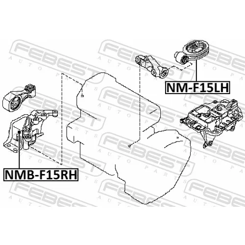 Uloženie motora NMB-F15RH /FEBEST/ - obr. 1