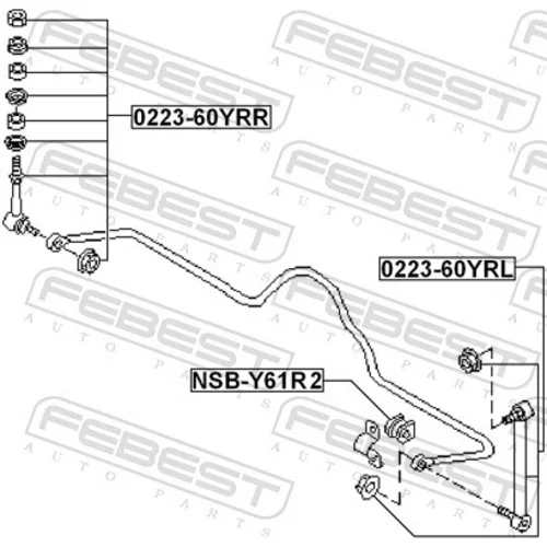 Uloženie priečneho stabilizátora NSB-Y61R2 /FEBEST/ - obr. 1