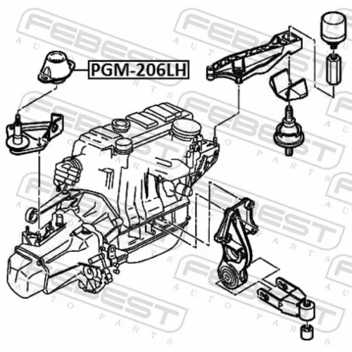 Uloženie motora PGM-206LH /FEBEST/ - obr. 1