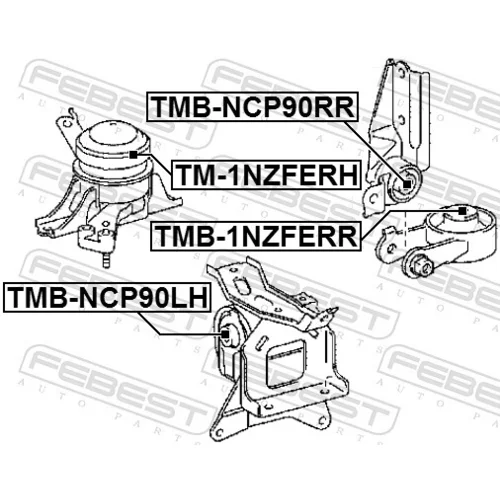 Uloženie motora TM-1NZFERH /FEBEST/ - obr. 1