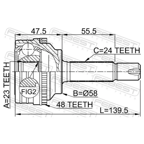 Sada kĺbov hnacieho hriadeľa 0110-035A48 /FEBEST/ - obr. 1