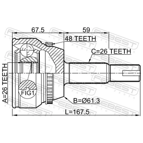 Sada kĺbov hnacieho hriadeľa 0110-ACV40L26A48 /FEBEST/ - obr. 1