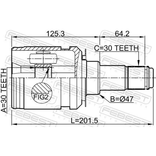Sada kĺbov hnacieho hriadeľa 0111-GRJ150 /FEBEST/ - obr. 1