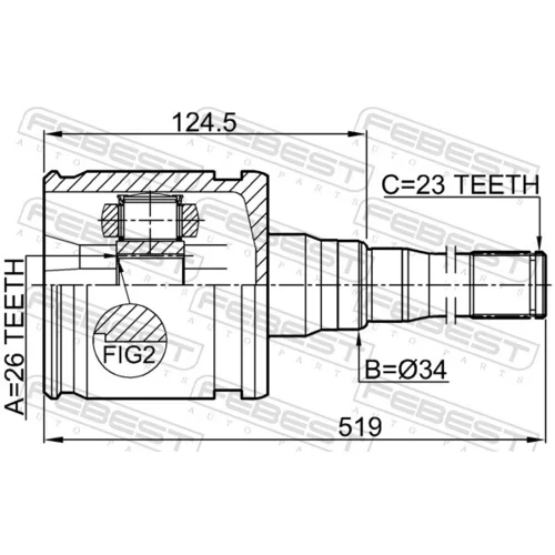 Sada kĺbov hnacieho hriadeľa 0111-MCX20RH /FEBEST/ - obr. 1