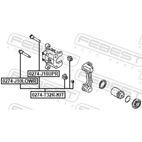 Vodiaci čap brzdového strmeňa 0274-T32R-KIT /FEBEST/ - obr. 1