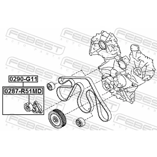 Napínacia kladka rebrovaného klinového remeňa 0287-R51MD /FEBEST/ - obr. 1