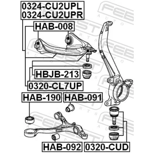 Zvislý/nosný čap 0320-CUD /FEBEST/ - obr. 1