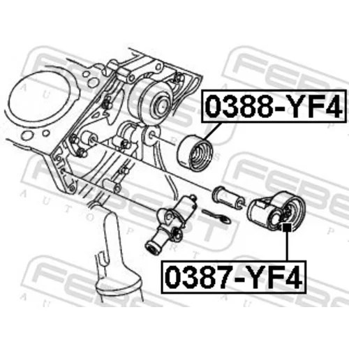 Vratná/vodiaca kladka rebrovaného klinového remeňa 0388-YF4 /FEBEST/ - obr. 1