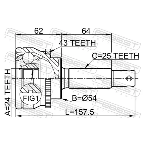 Sada kĺbov hnacieho hriadeľa 0410-033A43 /FEBEST/ - obr. 1