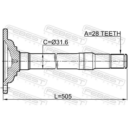 Hnací hriadeľ 0412-KH6WRH /FEBEST/ - obr. 1