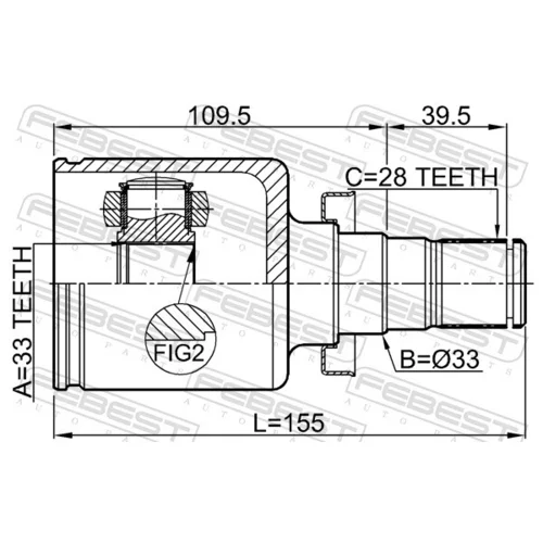 Sada kĺbov hnacieho hriadeľa 3511-SX11LH /FEBEST/ - obr. 1