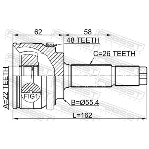 Sada kĺbov hnacieho hriadeľa 6510-001A48 /FEBEST/ - obr. 1