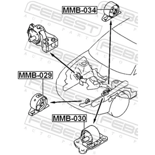 Uloženie motora MMB-034 /FEBEST/ - obr. 1