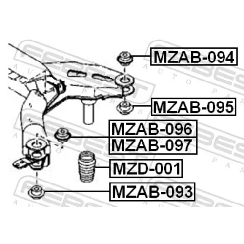 Uloženie tela nápravy MZAB-094 /FEBEST/ - obr. 1