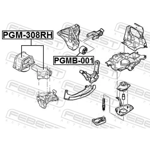 Uloženie motora PGM-308RH /FEBEST/ - obr. 1