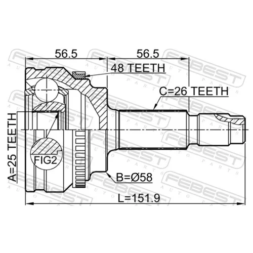 Sada kĺbov hnacieho hriadeľa 0110-ZRE144A48 /FEBEST/ - obr. 1