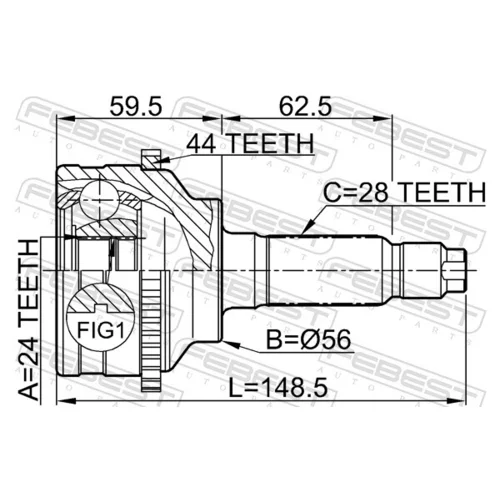 Sada kĺbov hnacieho hriadeľa 0510-041A44 /FEBEST/ - obr. 1