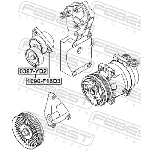 Napinák rebrovaného klinového remeňa 1090-F16D3 /FEBEST/ - obr. 1