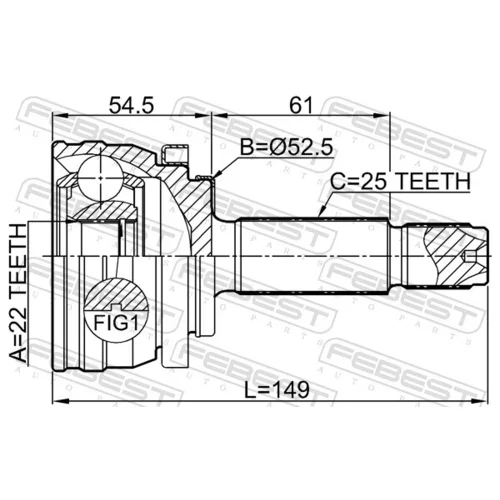 Sada kĺbov hnacieho hriadeľa 1210-H517 /FEBEST/ - obr. 1
