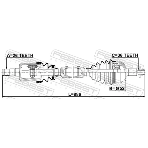 Hnací hriadeľ 2314-PVRH /FEBEST/ - obr. 1