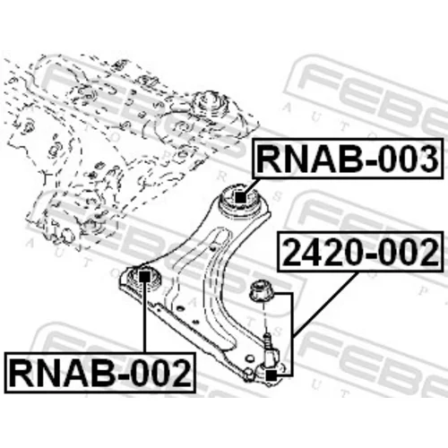 Zvislý/nosný čap 2420-002 /FEBEST/ - obr. 1