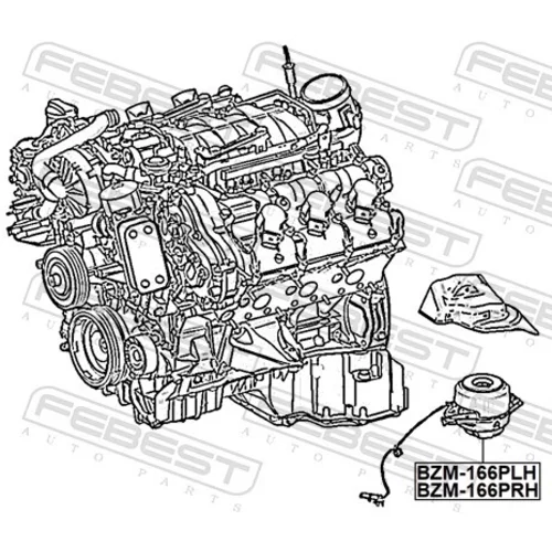 Uloženie motora BZM-166PLH /FEBEST/ - obr. 1
