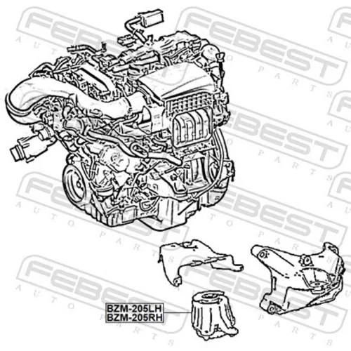 Uloženie motora BZM-205LH /FEBEST/ - obr. 1