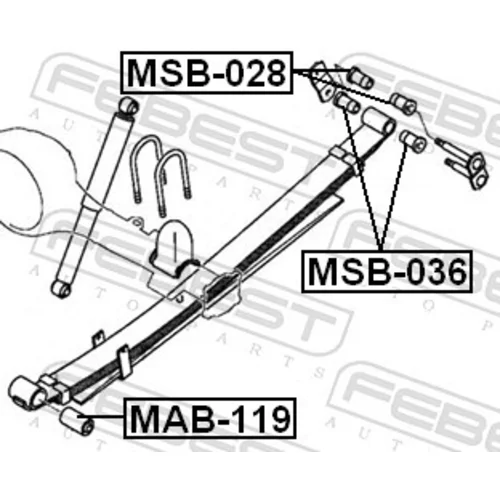 Ložiskové puzdro listovej pružiny MAB-119 /FEBEST/ - obr. 1