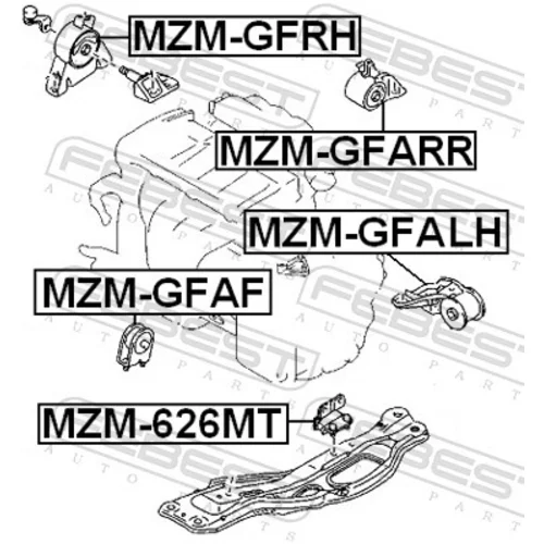 Uloženie motora MZM-626MT /FEBEST/ - obr. 1