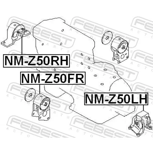 Uloženie motora NM-Z50LH /FEBEST/ - obr. 1