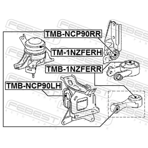 Uloženie motora TMB-NCP90RR /FEBEST/ - obr. 1