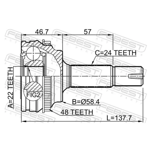 Sada kĺbov hnacieho hriadeľa 0110-NCP10A48 /FEBEST/ - obr. 1