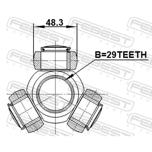 Trojkríž hnacieho hriadeľa 0116-KUN26 /FEBEST/ - obr. 1