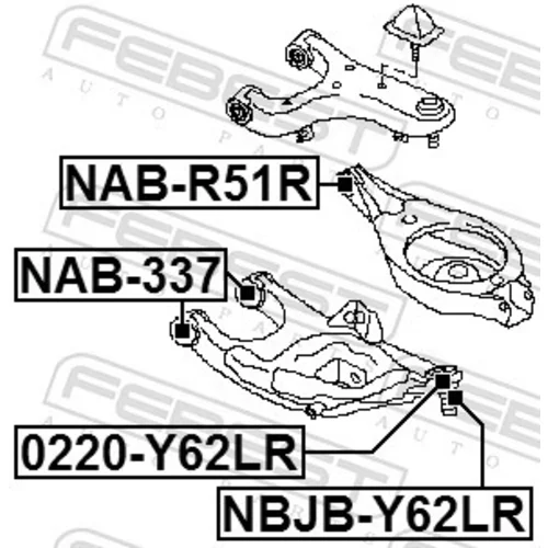 Zvislý/nosný čap 0220-Y62LR /FEBEST/ - obr. 1